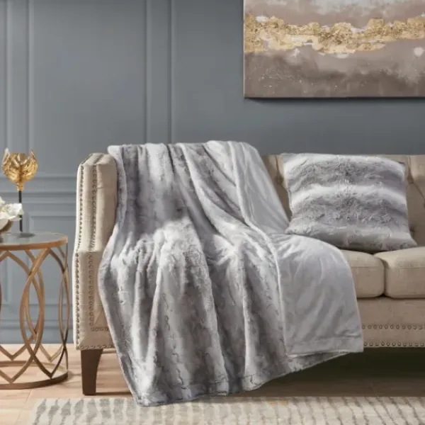 Pillows-Kirkland's Home Textured Faux Fur Pillow Gray