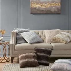 Pillows-Kirkland's Home Textured Faux Fur Pillow Gray
