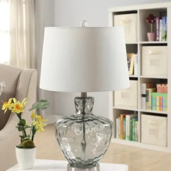 Table Lamps-Kirkland's Home Textured Glass And Metal Jug Table Lamp Ivory