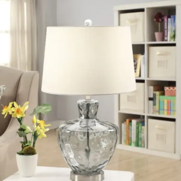 Table Lamps-Kirkland's Home Textured Glass And Metal Jug Table Lamp Ivory