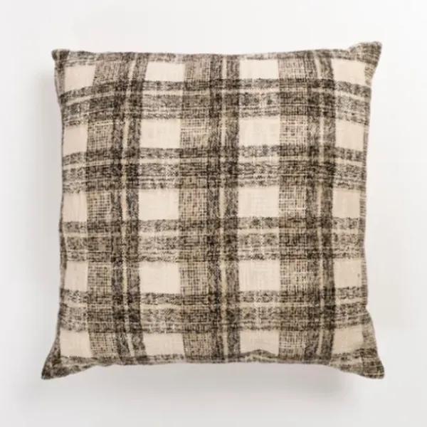Pillows-Kirkland's Home Textured Gray And White Plaid Pillow Gray/White