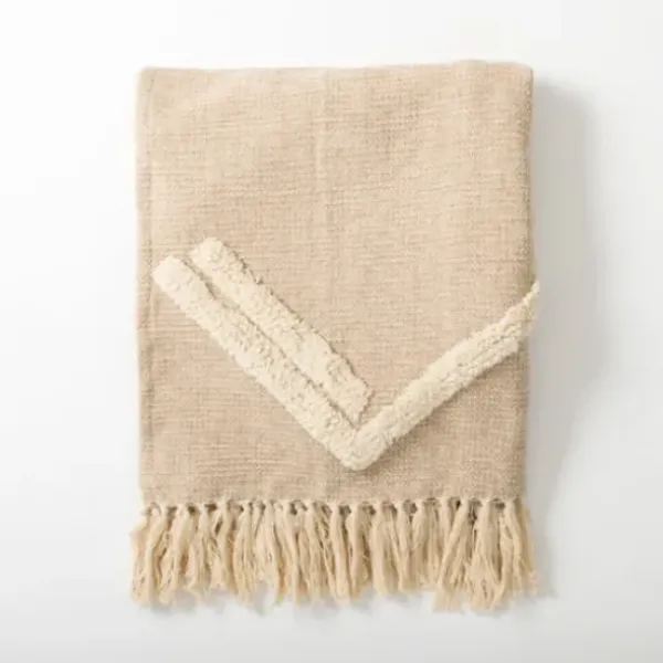 Blankets & Throws-Kirkland's Home Textured Indi Throw With Tassels Tan
