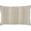 Pillows-Kirkland's Home Textured Ivory Fringe Lumbar Throw Pillow Tan/White