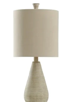 Table Lamps-Kirkland's Home Textured Stripe Accent Table Lamp Tan