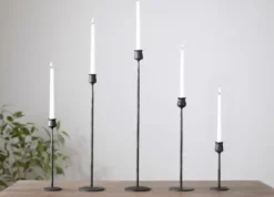 Candle Holders-Kirkland's Home Textured Taper Candle Holder, 16 In. Black