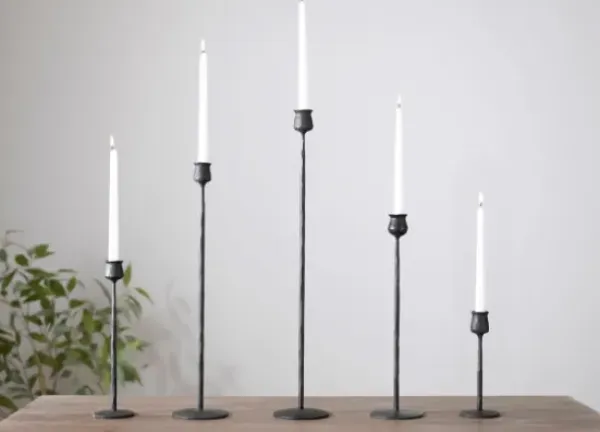 Candle Holders-Kirkland's Home Textured Taper Candle Holder, 16 In. Black