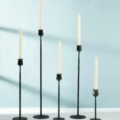 Candle Holders-Kirkland's Home Textured Taper Candle Holder, 16 In. Black