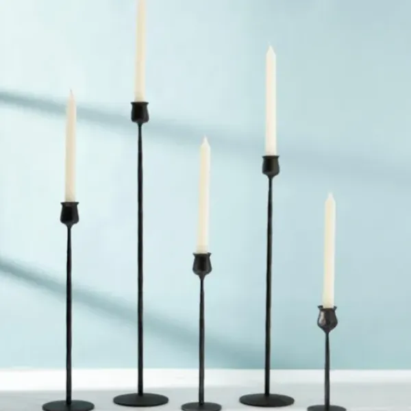 Candle Holders-Kirkland's Home Textured Taper Candle Holder, 8 In. Black