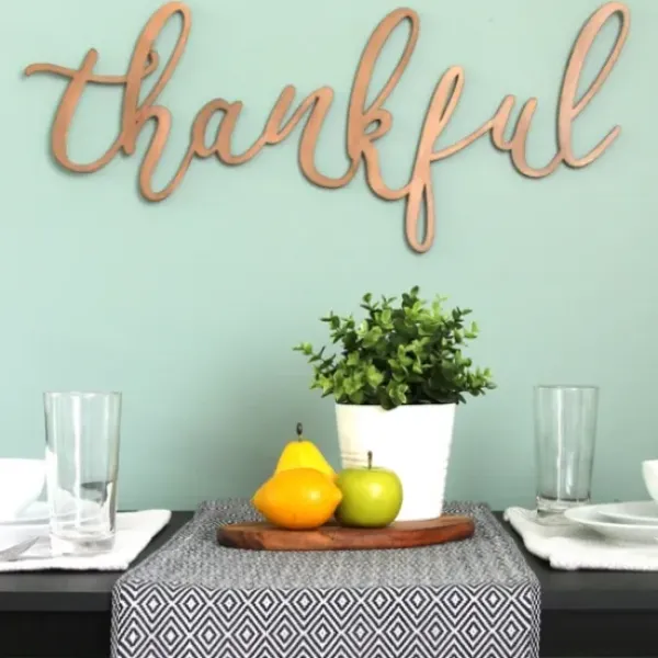 Wall Quotes & Signs-Kirkland's Home Thankful Bronze Script Wall Plaque Brown