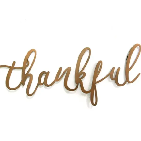 Wall Quotes & Signs-Kirkland's Home Thankful Bronze Script Wall Plaque Brown