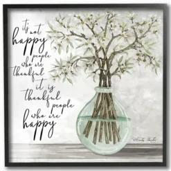 Wall Quotes & Signs-Kirkland's Home Thankful People Who Are Happy Framed Art Print Gray