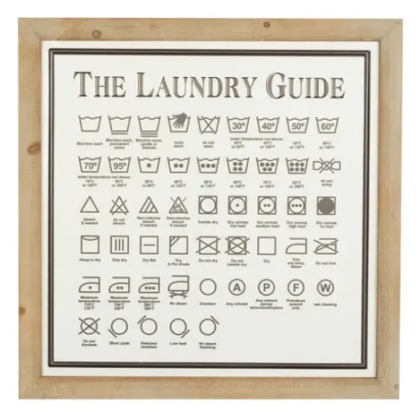 Wall Quotes & Signs-Kirkland's Home The Laundry Guide Embossed Framed Wall Plaque White/Tan