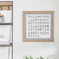 Wall Quotes & Signs-Kirkland's Home The Laundry Guide Embossed Framed Wall Plaque White/Tan
