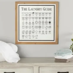Wall Quotes & Signs-Kirkland's Home The Laundry Guide Embossed Framed Wall Plaque White/Tan