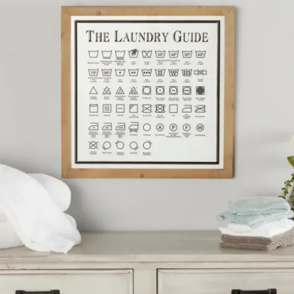 Wall Quotes & Signs-Kirkland's Home The Laundry Guide Embossed Framed Wall Plaque White/Tan