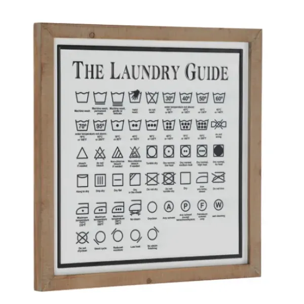 Wall Quotes & Signs-Kirkland's Home The Laundry Guide Embossed Framed Wall Plaque White/Tan