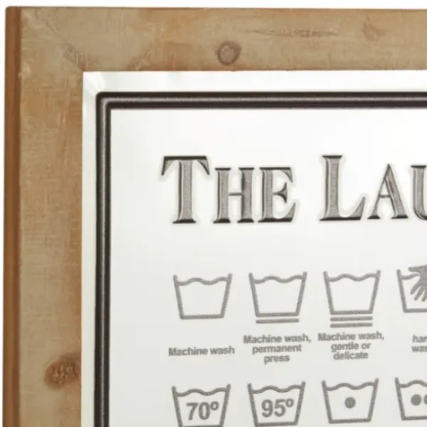 Wall Quotes & Signs-Kirkland's Home The Laundry Guide Embossed Framed Wall Plaque White/Tan