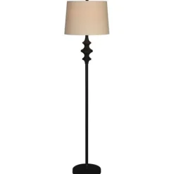 Floor Lamps-Kirkland's Home Thelma Matte Black Stem Floor Lamp Tan