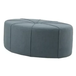 Benches & Ottomans-Kirkland's Home Thick Welting Center Button Oval Ottoman Blue