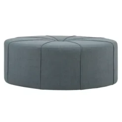 Benches & Ottomans-Kirkland's Home Thick Welting Center Button Oval Ottoman Blue