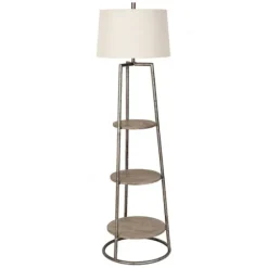 Floor Lamps-Kirkland's Home 3-Tier Shelf Floor Lamp White