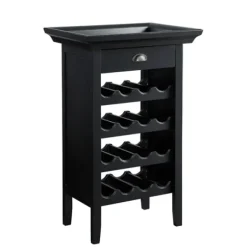 Cabinets & Sideboards-Kirkland's Home 4-Tier Wood Wine Rack Black