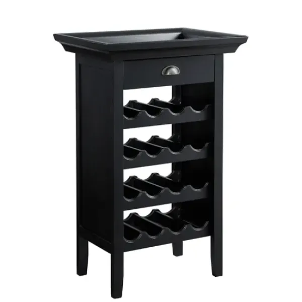 Cabinets & Sideboards-Kirkland's Home 4-Tier Wood Wine Rack Black