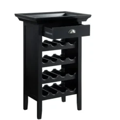 Cabinets & Sideboards-Kirkland's Home 4-Tier Wood Wine Rack Black