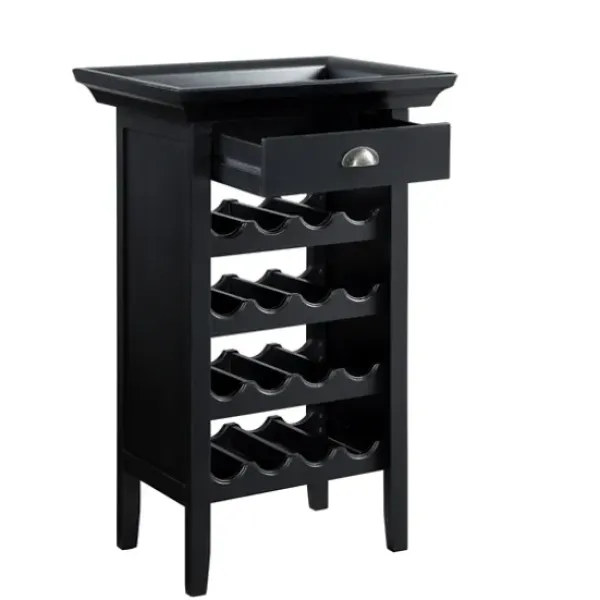 Cabinets & Sideboards-Kirkland's Home 4-Tier Wood Wine Rack Black