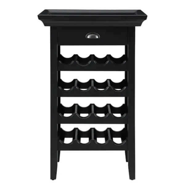 Cabinets & Sideboards-Kirkland's Home 4-Tier Wood Wine Rack Black