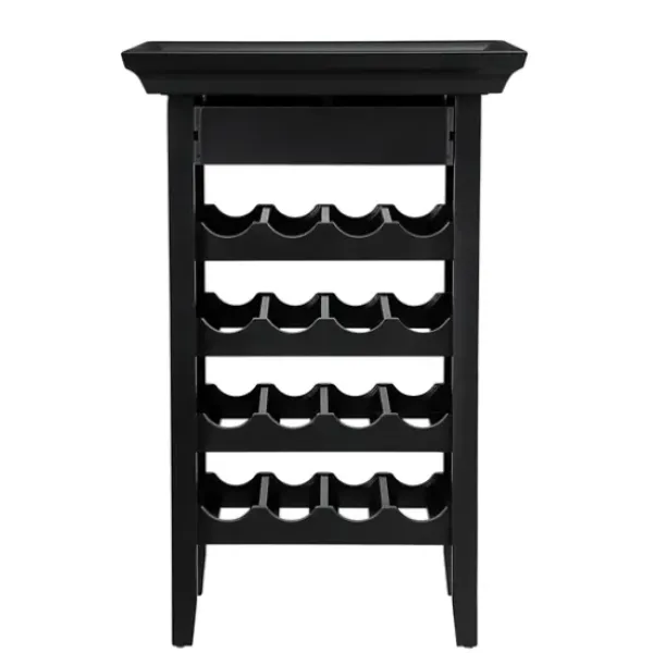 Cabinets & Sideboards-Kirkland's Home 4-Tier Wood Wine Rack Black