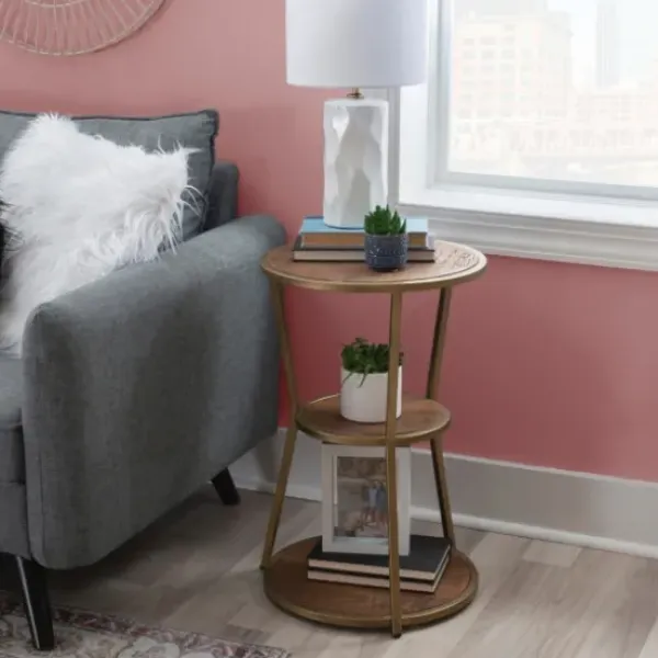 Accent & End Tables-Kirkland's Home Tiered Hourglass Accent Table Gold