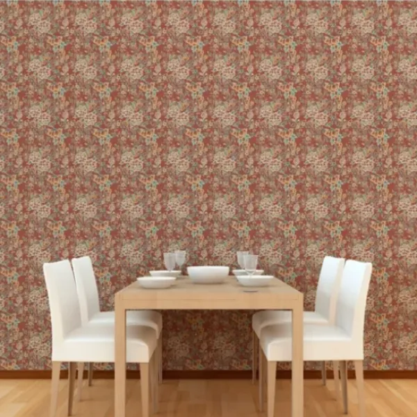 Wall Murals & Wall Decals-Kirkland's Home Tiger Flowers Peel And Stick Wall Mural Red/Multi