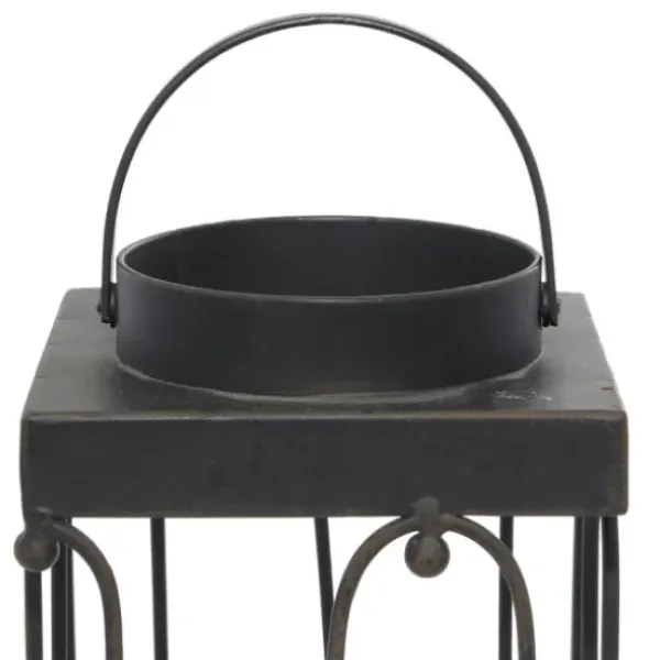 Lanterns-Kirkland's Home Tin Open Frame Lanterns, Set Of 2 Black