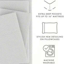 Bed Sheets-Kirkland's Home Tiny Hearts 3-Pc. Twin Sheet Set Gray