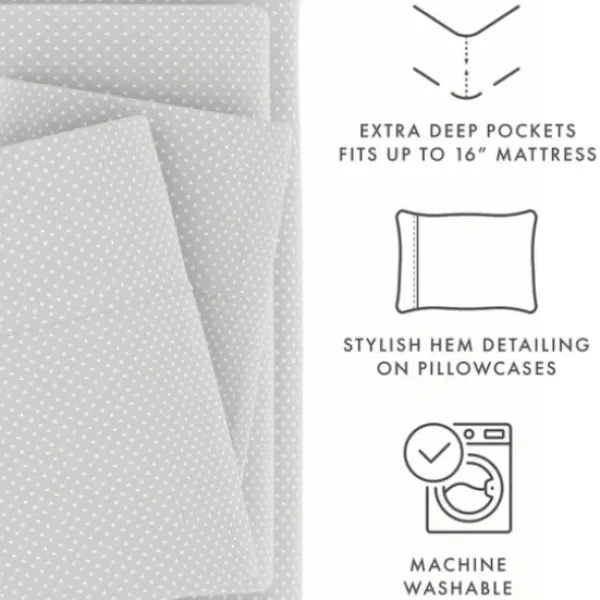 Bed Sheets-Kirkland's Home Tiny Hearts 3-Pc. Twin Sheet Set Gray