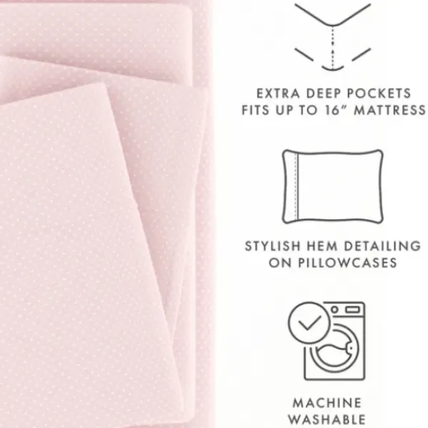 Bed Sheets-Kirkland's Home Tiny Hearts 3-Pc. Twin Sheet Set Pink