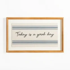 Wall Quotes & Signs-Kirkland's Home Today Is A Good Day Striped Wall Plaque Ivory/Blue/Black