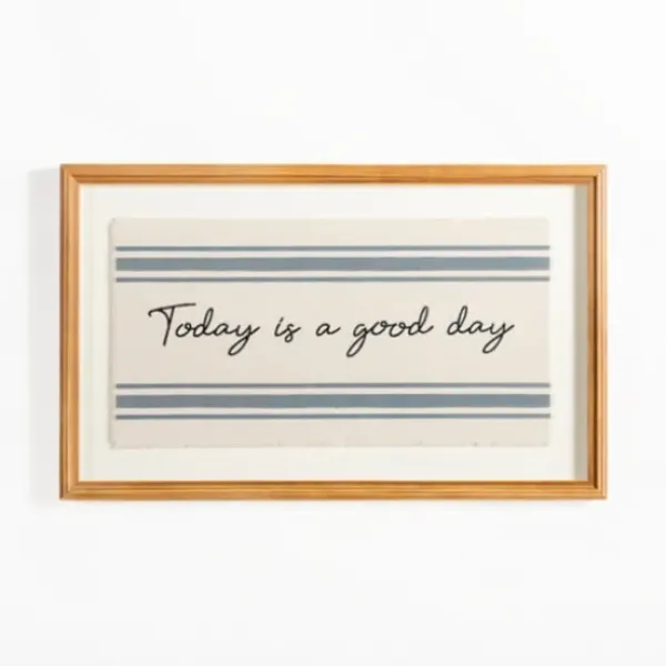 Wall Quotes & Signs-Kirkland's Home Today Is A Good Day Striped Wall Plaque Ivory/Blue/Black