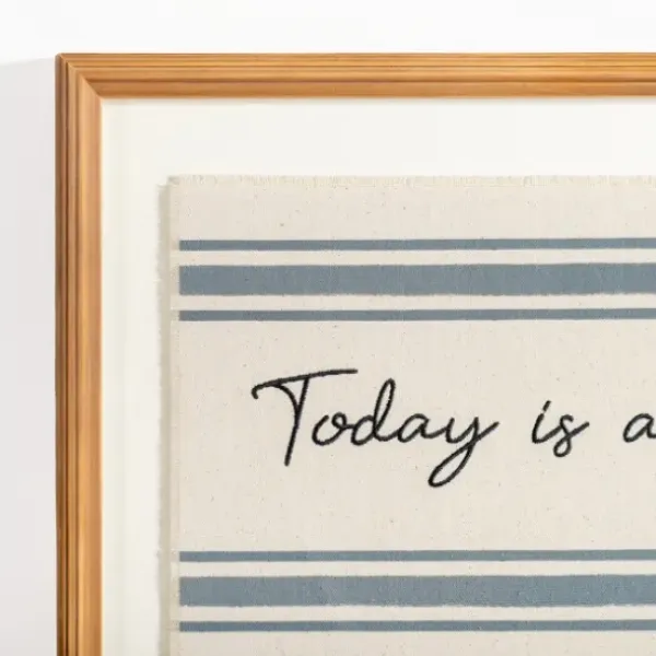 Wall Quotes & Signs-Kirkland's Home Today Is A Good Day Striped Wall Plaque Ivory/Blue/Black