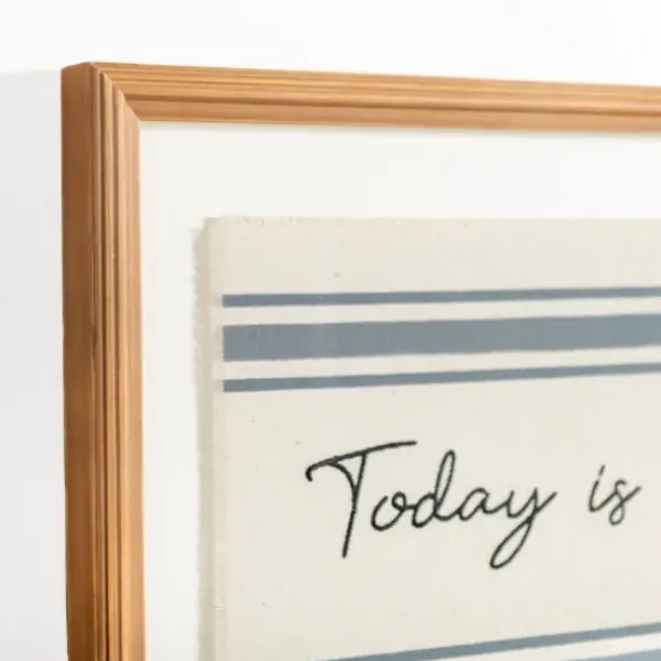 Wall Quotes & Signs-Kirkland's Home Today Is A Good Day Striped Wall Plaque Ivory/Blue/Black