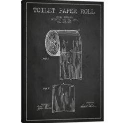 Wall Quotes & Signs-Kirkland's Home Toilet Paper Patent Canvas Art Print, 18X26 In. Black/White