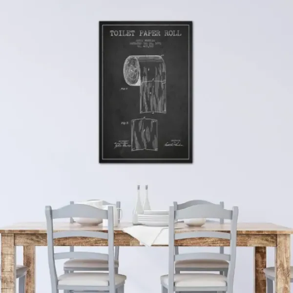 Wall Quotes & Signs-Kirkland's Home Toilet Paper Patent Canvas Art Print, 18X26 In. Black/White