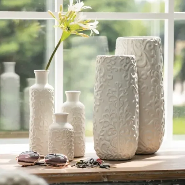 Vases-Kirkland's Home Top Clear Glass Vase Silver