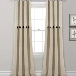 Curtains & Drapes-Kirkland's Home Top Knotted Burlap Curtain Panel Set, 95 In. Ivory