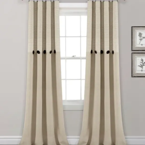 Curtains & Drapes-Kirkland's Home Top Knotted Burlap Curtain Panel Set, 95 In. Ivory