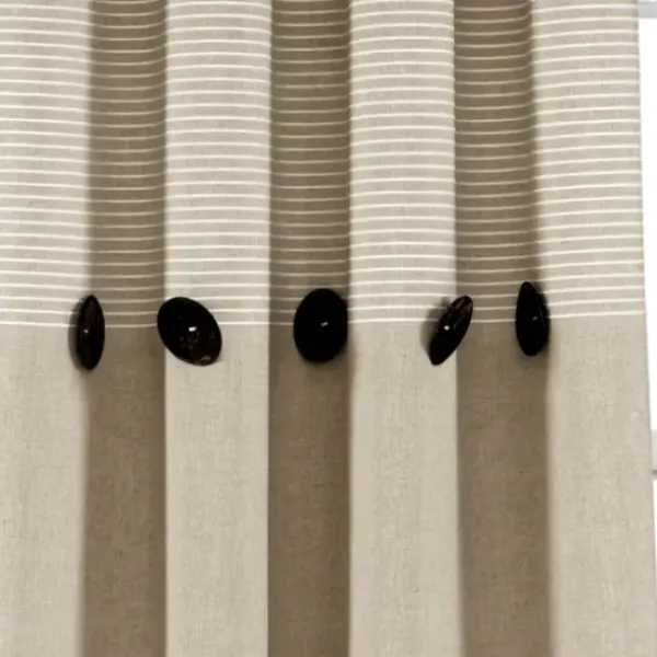 Curtains & Drapes-Kirkland's Home Top Knotted Burlap Curtain Panel Set, 95 In. Ivory