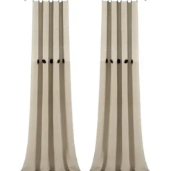 Curtains & Drapes-Kirkland's Home Top Knotted Burlap Curtain Panel Set, 95 In. Ivory