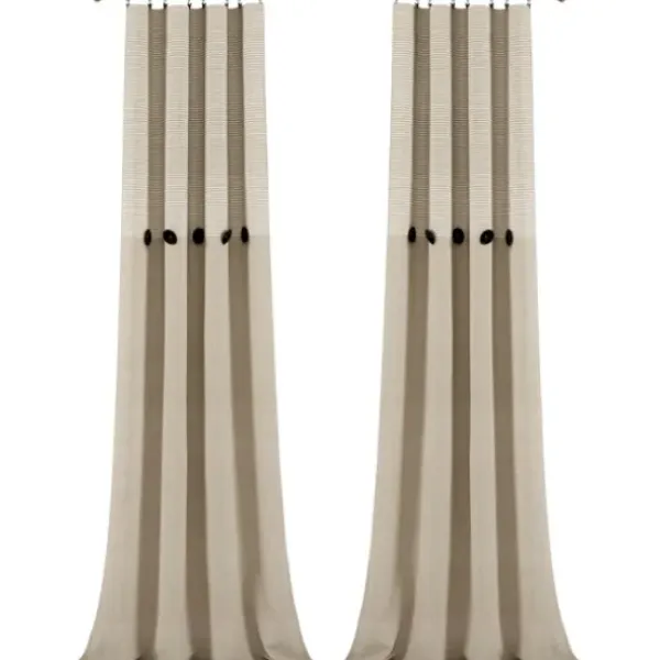Curtains & Drapes-Kirkland's Home Top Knotted Burlap Curtain Panel Set, 95 In. Ivory