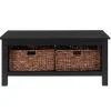Coffee Tables-Kirkland's Home Traditional Wooden Basket Coffee Table Black